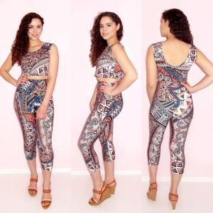 High Waist Capris and Crop Top Set Made USA